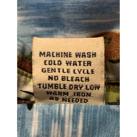 Big Dogs Men Button Up Tropical Shirt Blue Green Small Medium Short Sleeve EUC - Picture 8 of 8